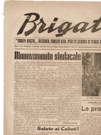 Settimanale Brigata Nera Aldo Resega anno I numero 18 25 novembre XXII 44