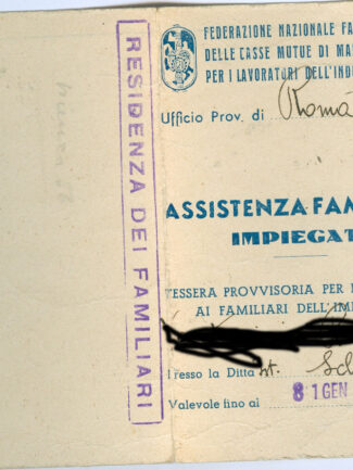 assistenza familiari impiegati federazione fascista casse mutue