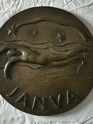 EUGENIO BARONI, " JANUA", 1928. MEDAGLIONE DECO' IN BRONZO