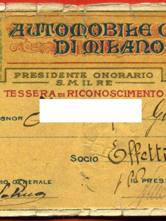 TESSERA AUTOMOBIL CLUB ITALIANO MILANO 1933 FOTO E BOLLINI.