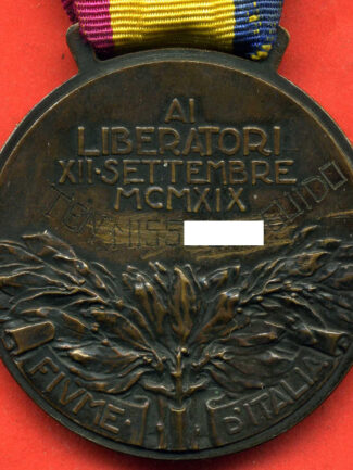 MEDAGLIA COMMEMORATIVA IMPRESA DI FIUME NOMINATIVA.