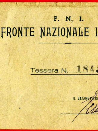 TESSERA BARI F.N.I. FRONTE NAZIONALE ITALIANO 1948