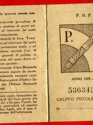 TESSERA - PICCOLE ITALIANE 1929