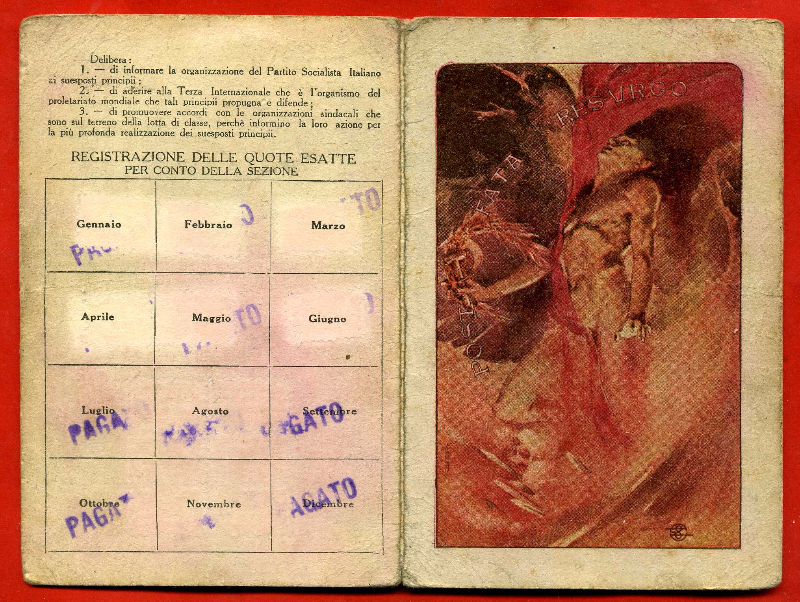 TESSERA PARTITO SOCIALISTA ITALIANO 1920