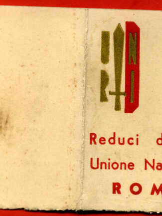 TESSERA REDUCI D´ITALIA UNIONE NAZIONALE - ROMA