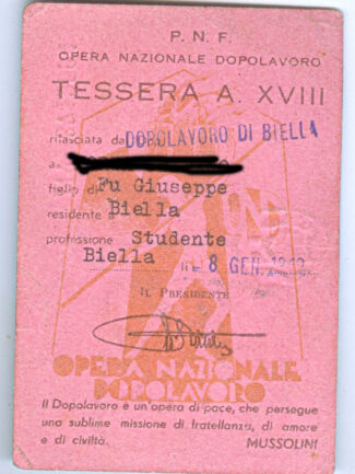 opera nazionale dopolavoro Biella